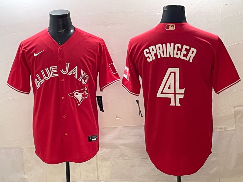 Men 2025 Toronto Blue Jays #4 Springer red Game Nike MLB Jersey 001